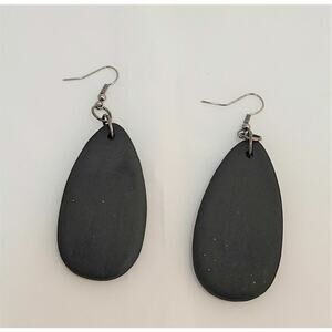 Chic Tear Drop Black Matte Wooden Earrings